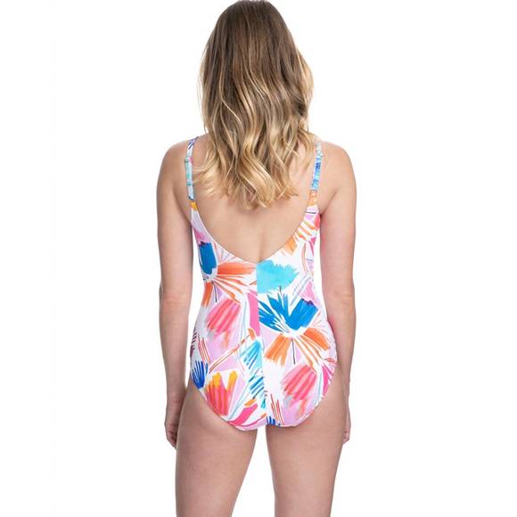 NEW PROFILE BY GOTTEX v-neck lingerie surplice one piece swimsuit in splash - Picture 2 of 2